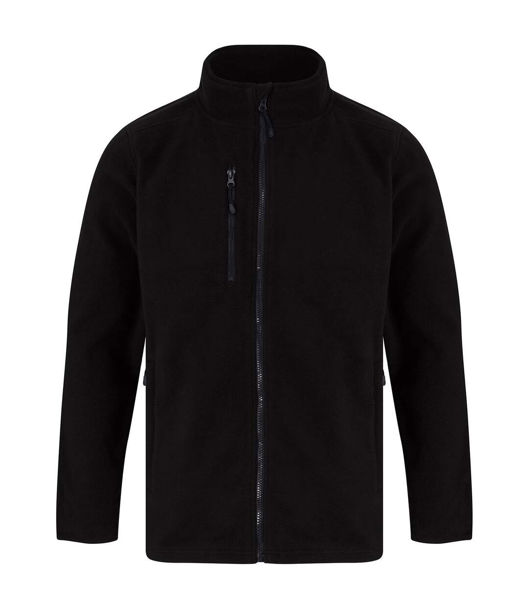 Unisex adult recycled polyester fleece jacket black Henbury-1