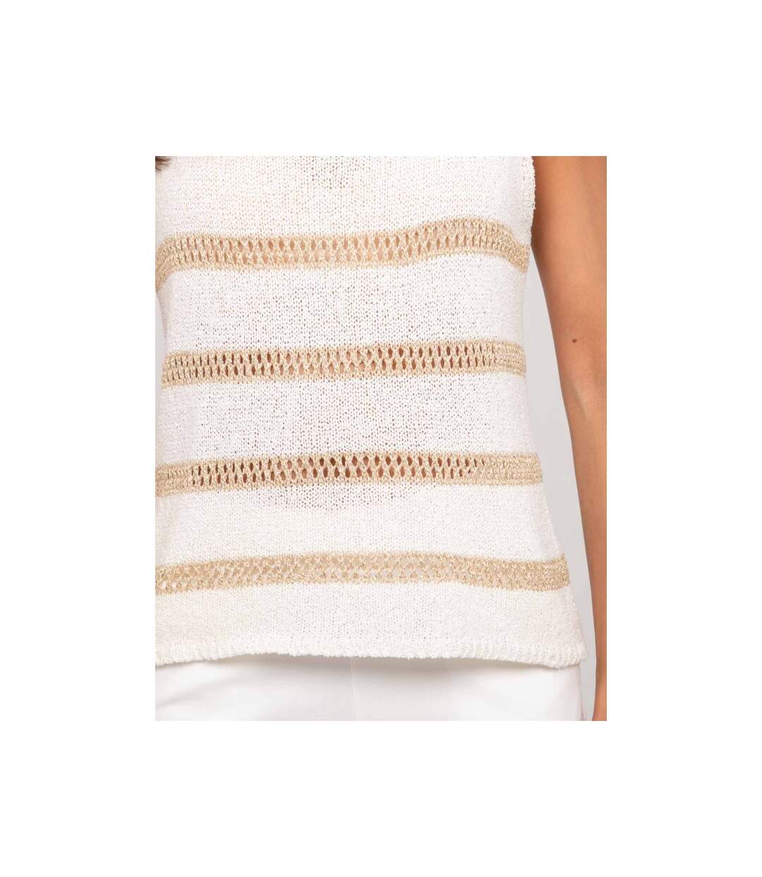 Pull sans manches rayures lurex KAVIA - Dona X Lisa-3