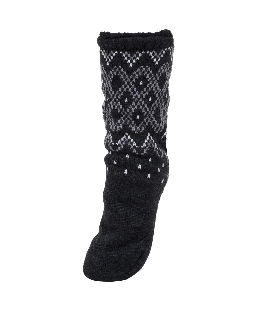 Isotoner Chaussettes d'intérieur homme maille jacquard, picots antidérapants-1