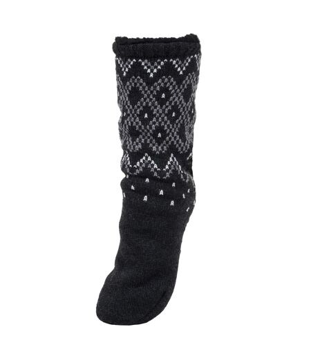 Isotoner Chaussettes d'intérieur homme maille jacquard, picots antidérapants