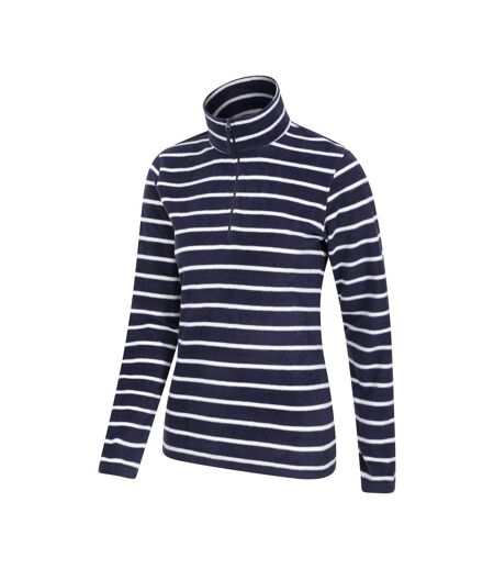 Womens/ladies camber striped half zip fleece top navy Mountain Warehouse