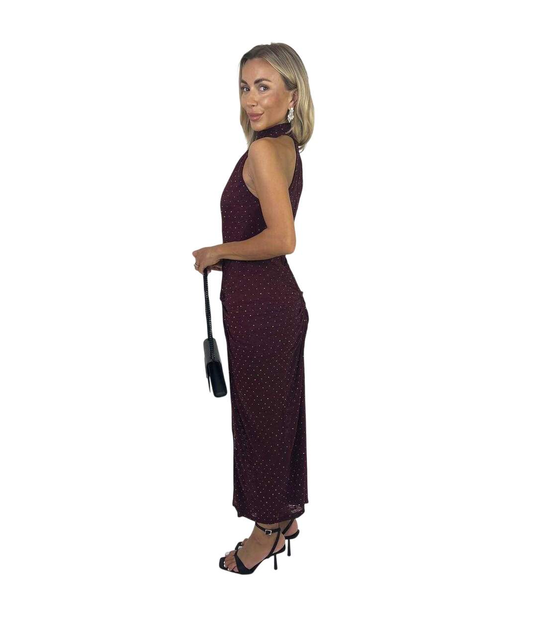 Robe Mi-longue Fête Motif/style Strass Femme Pourpre AX Paris-4
