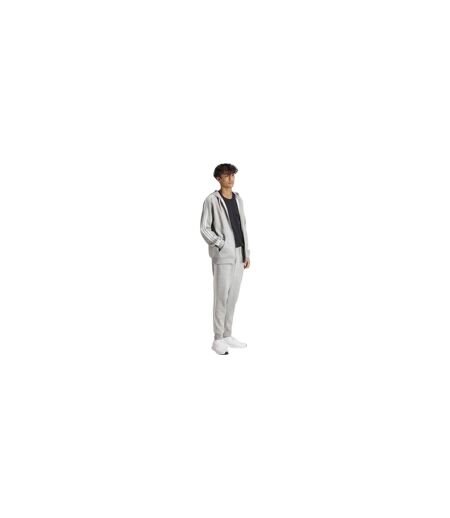 Mens 3 Stripes Fleece Tracksuit Grey Black Adidas
