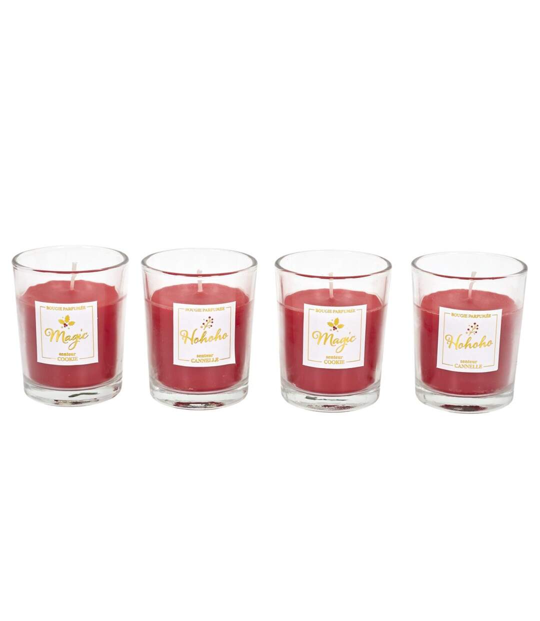 Coffret 4 Bougies Parfumées Maison Noël 18cm Rouge-2