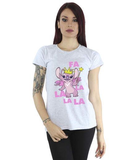 Disney T-shirt en coton Femmes/Ladies Lilo & Stitch Angel Fa La La (Gris sportif) - UTBI26069