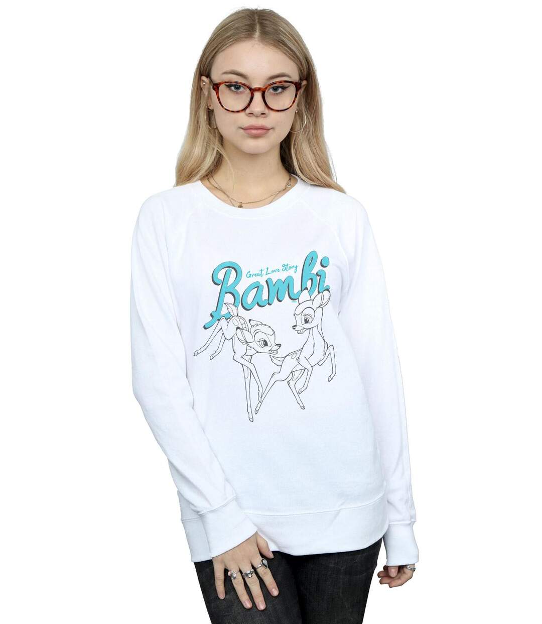 Disney - Sweat BAMBI GREAT LOVE STORY - Femme (Blanc) - UTBI13090-2