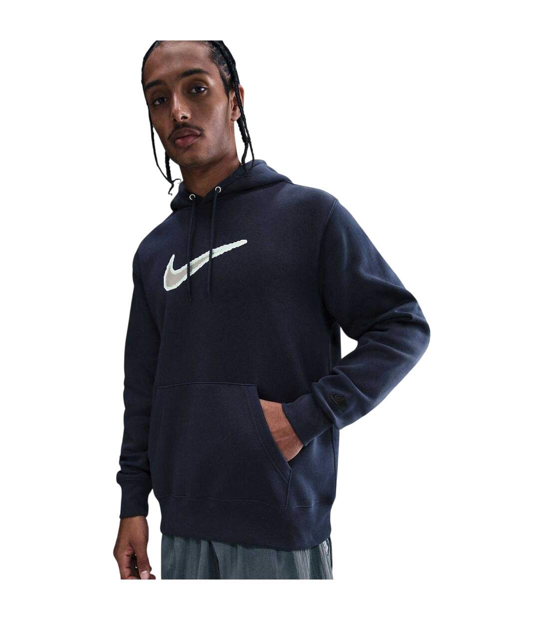 Sweat À Capuche Motif/style Swoosh Club Homme Bleu Foncé Nike-3
