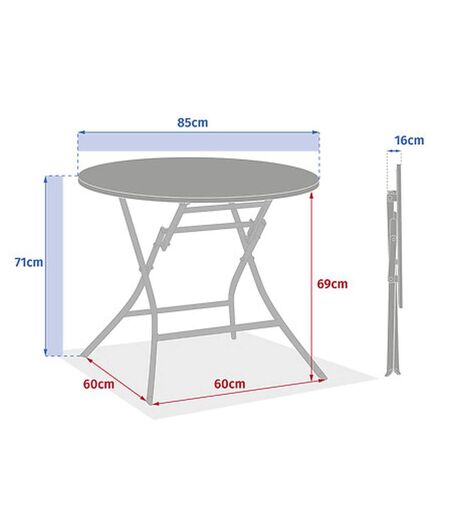 Table de jardin pliante ronde 4 places GREENSBORO - Argile