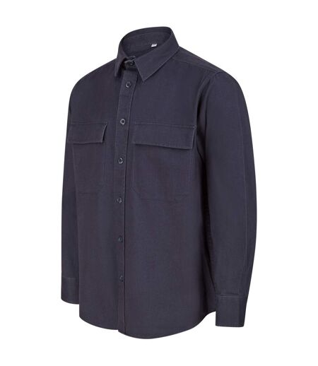 Unisex adult cotton drill overshirt navy Front Row