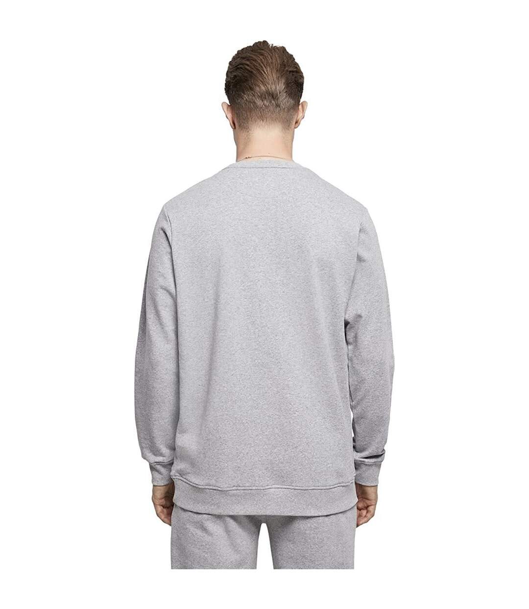 Mens basic crew neck sweatshirt heather grey Build Your Brand