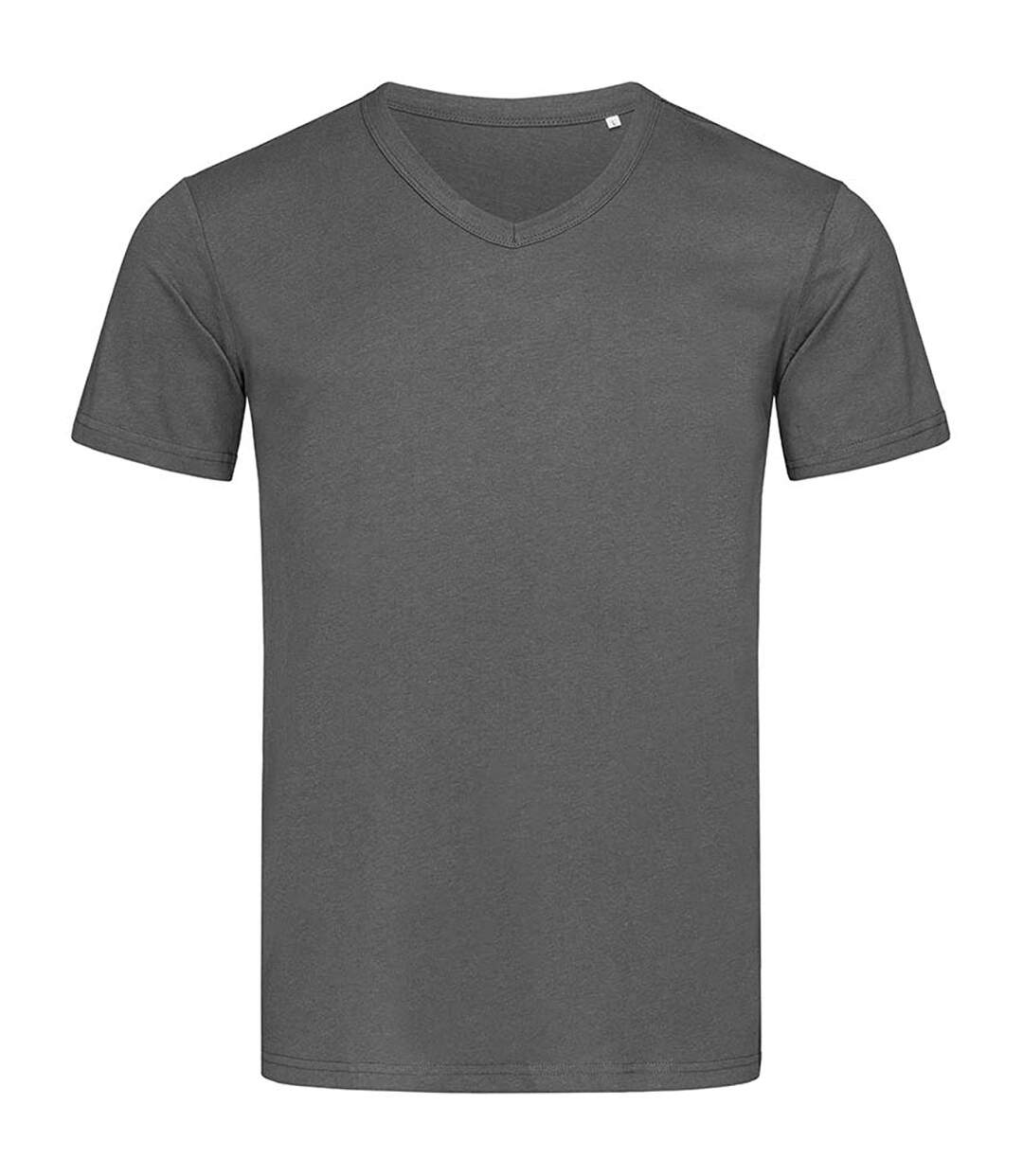 T-shirt col v ben homme gris ardoise Stedman-1