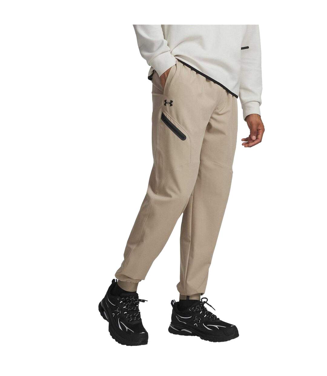 Mens Unstoppable Woven Joggers Beige Black Under Armour-2