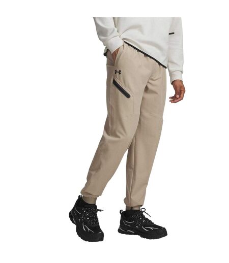 Mens Unstoppable Woven Joggers Beige Black Under Armour
