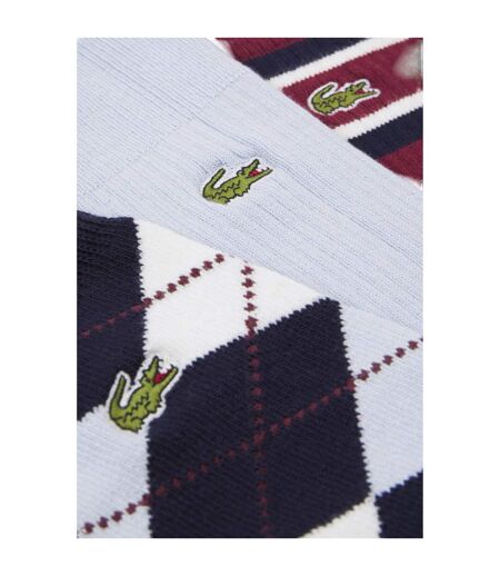 Pack Of 3  Unisex Adult Cotton Crew Socks  Multicoloured Lacoste