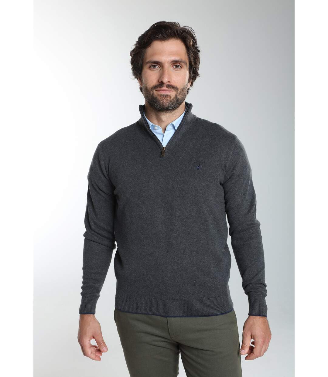 Pull col camionneur  en coton MAXIME-1
