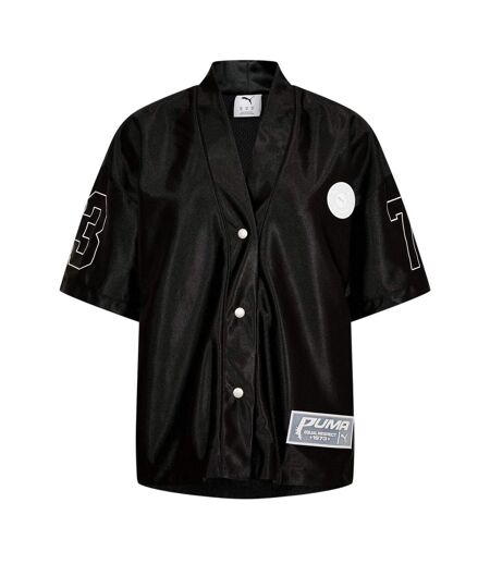 Womens/ladies Printed Relaxed Fit Overshirt  Black Puma