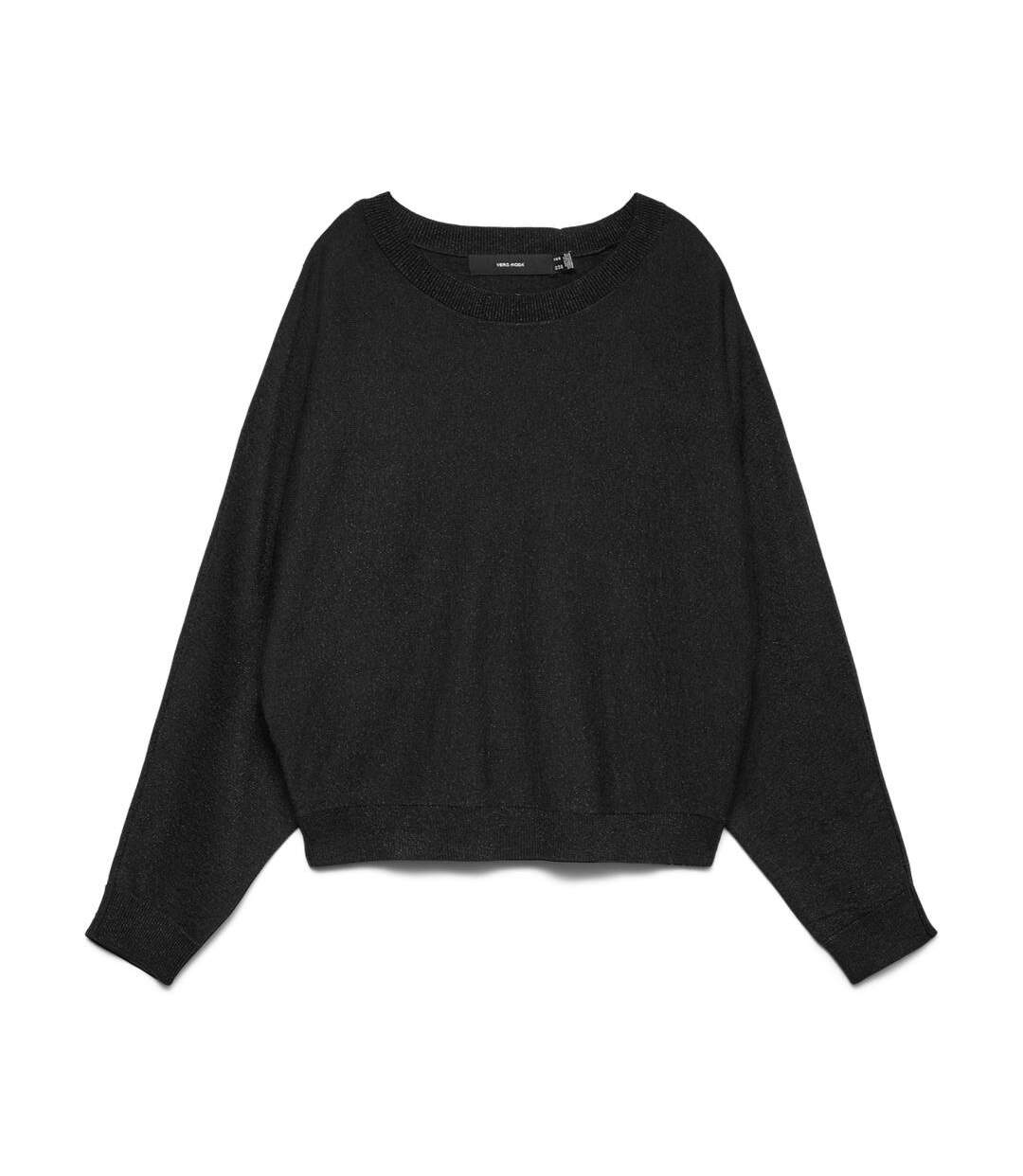 Pull noir femme vero moda happyglitter batwing-1