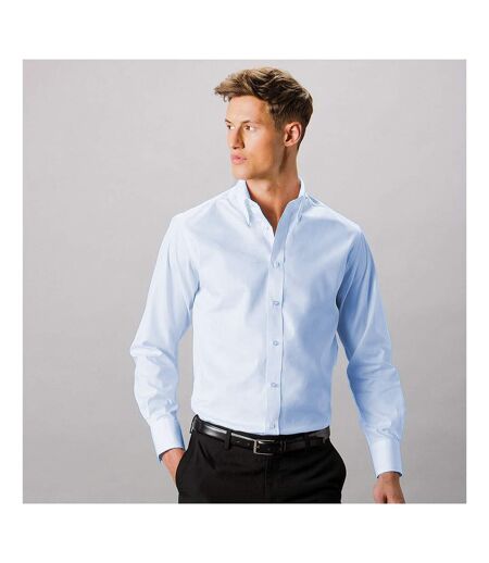 Kustom Kit Mens Long Sleeve Tailored Fit Premium Oxford Shirt (Light Blue)