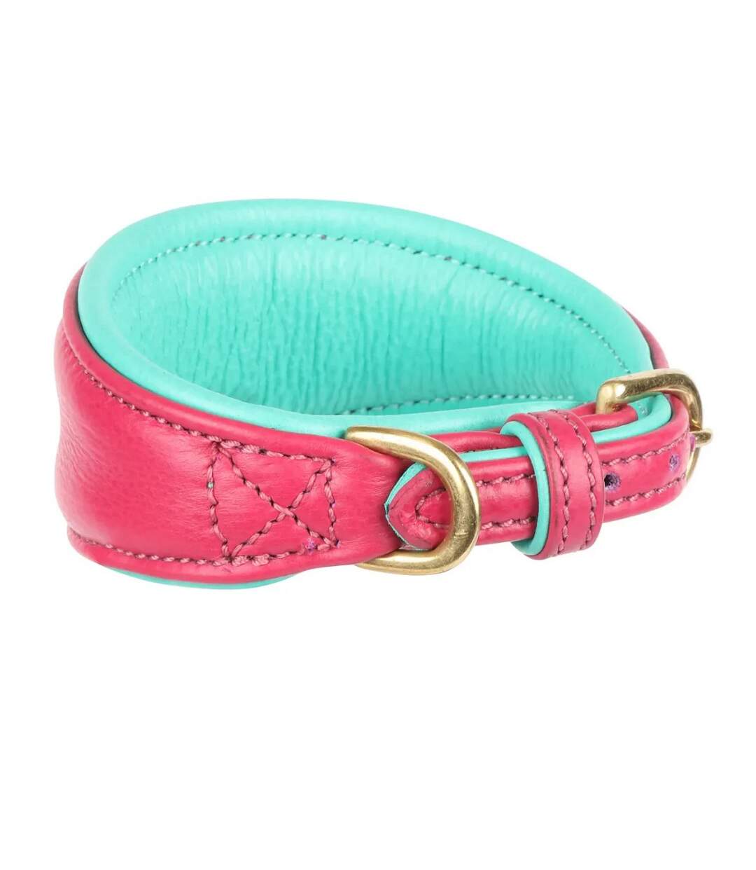 Leather padded greyhound dog collar l neckline: 35cm-39cm pink Digby & Fox-1