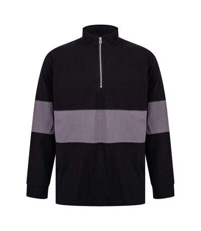 Front Row Unisex Adult Panelled Quarter Zip Sweater (Black/Charcoal) - UTRW9650