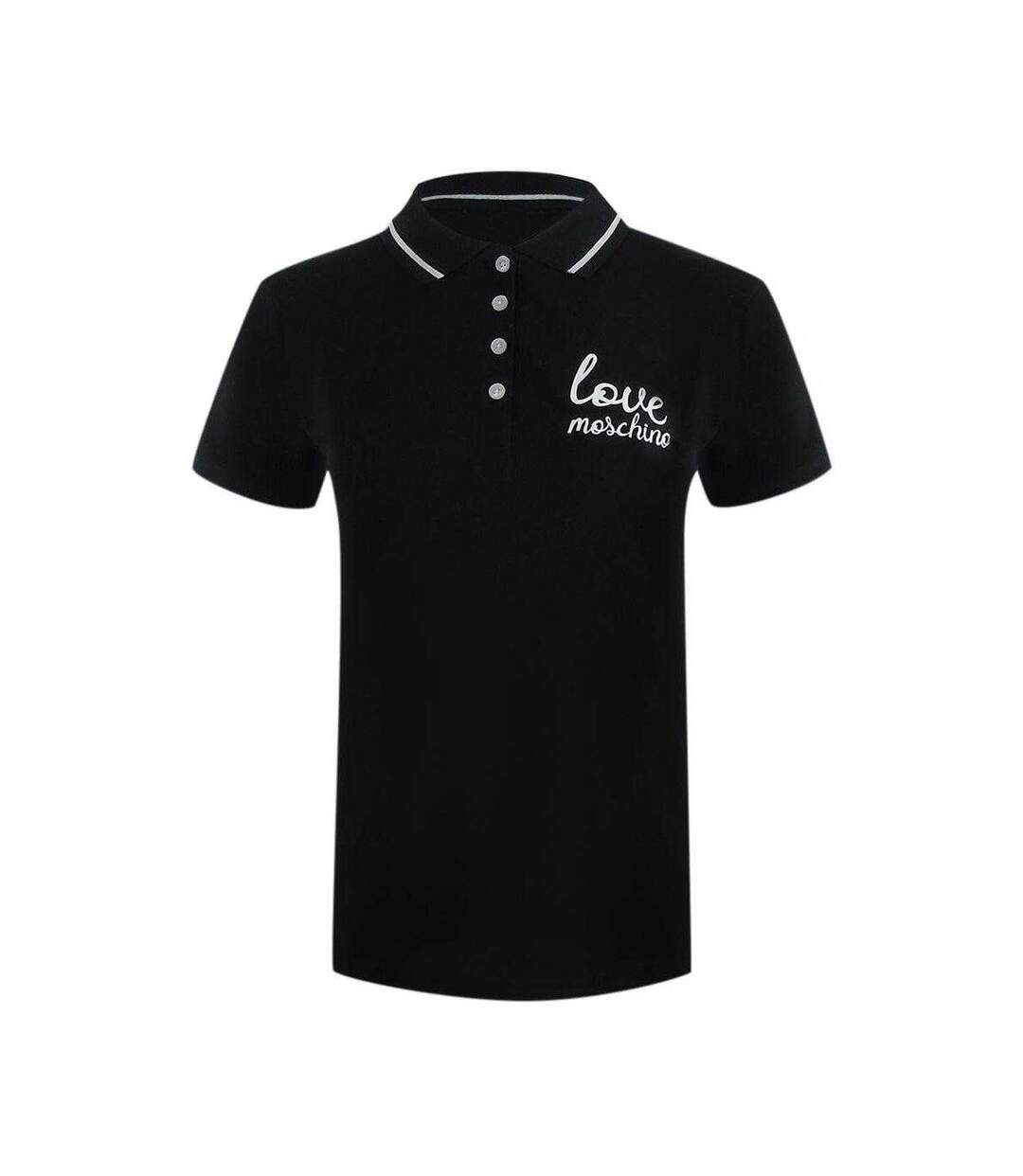 Womens/ladies Embroidered Logo Polo Shirt Black Love Moschino-1