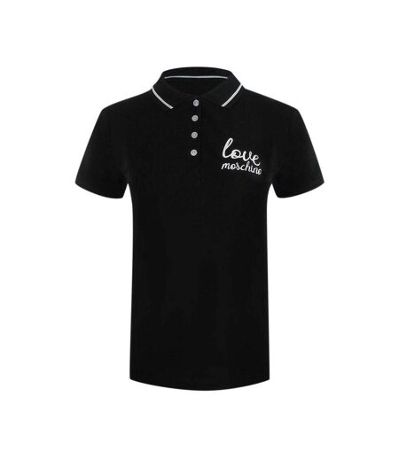 Womens/ladies Embroidered Logo Polo Shirt Black Love Moschino