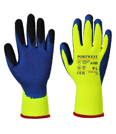 Unisex adult a185 duo-therm grip gloves l yellow/blue Portwest