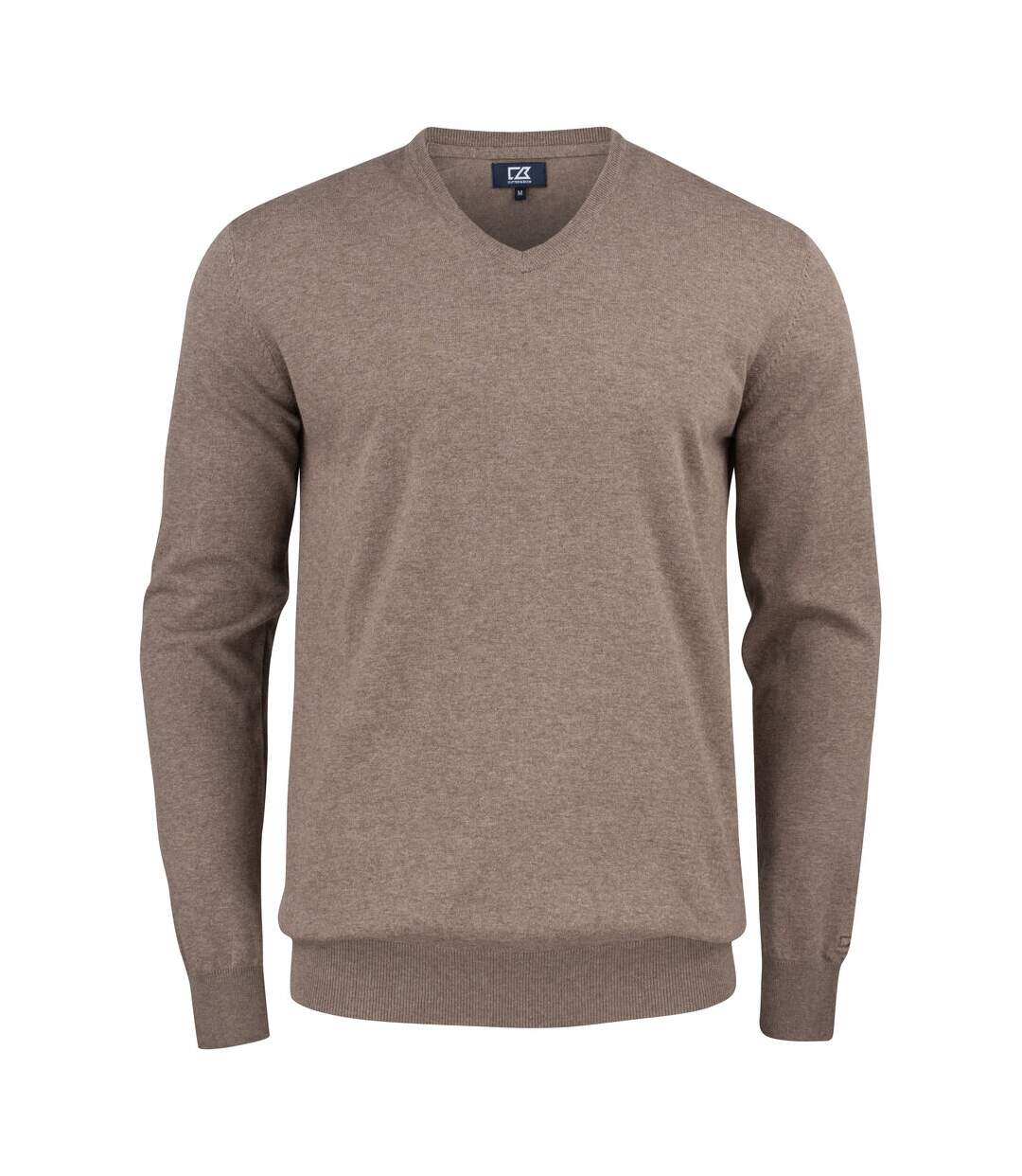 Mens Oakville V Neck Sweatshirt Nougat Melange Cutter & Buck-1