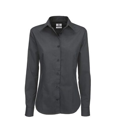 B&C Womens/Ladies Sharp Twill Long Sleeve Shirt (Dark Grey) - UTBC123