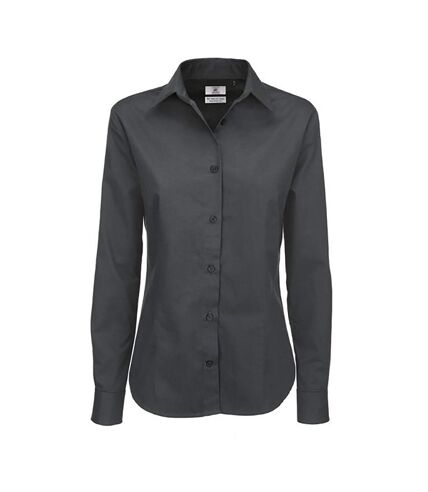 B&C Womens/Ladies Sharp Twill Long Sleeve Shirt (Dark Gray)