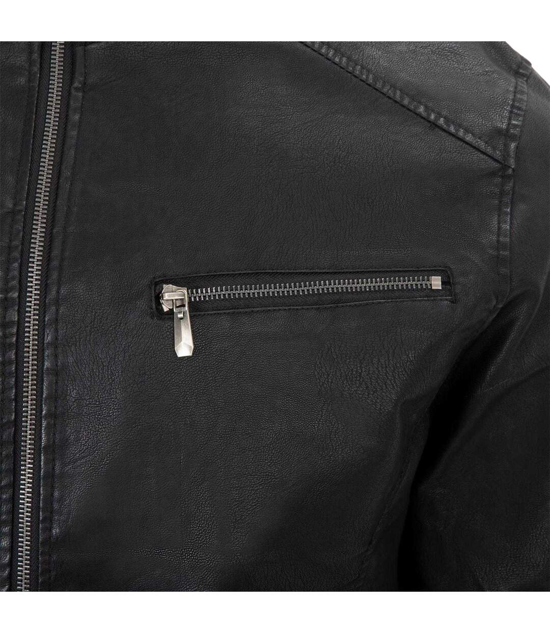 Mens Washed Bomber Jacket Black Firetrap-4