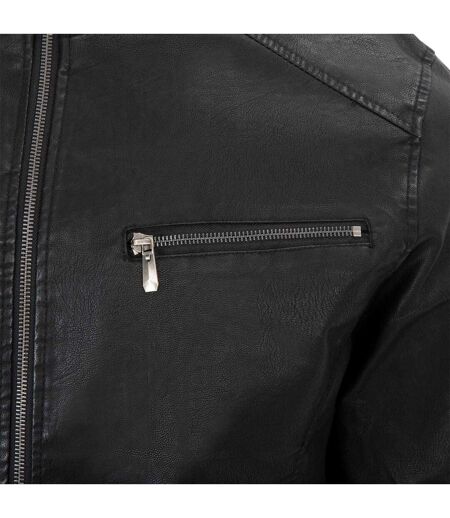 Mens Washed Bomber Jacket Black Firetrap
