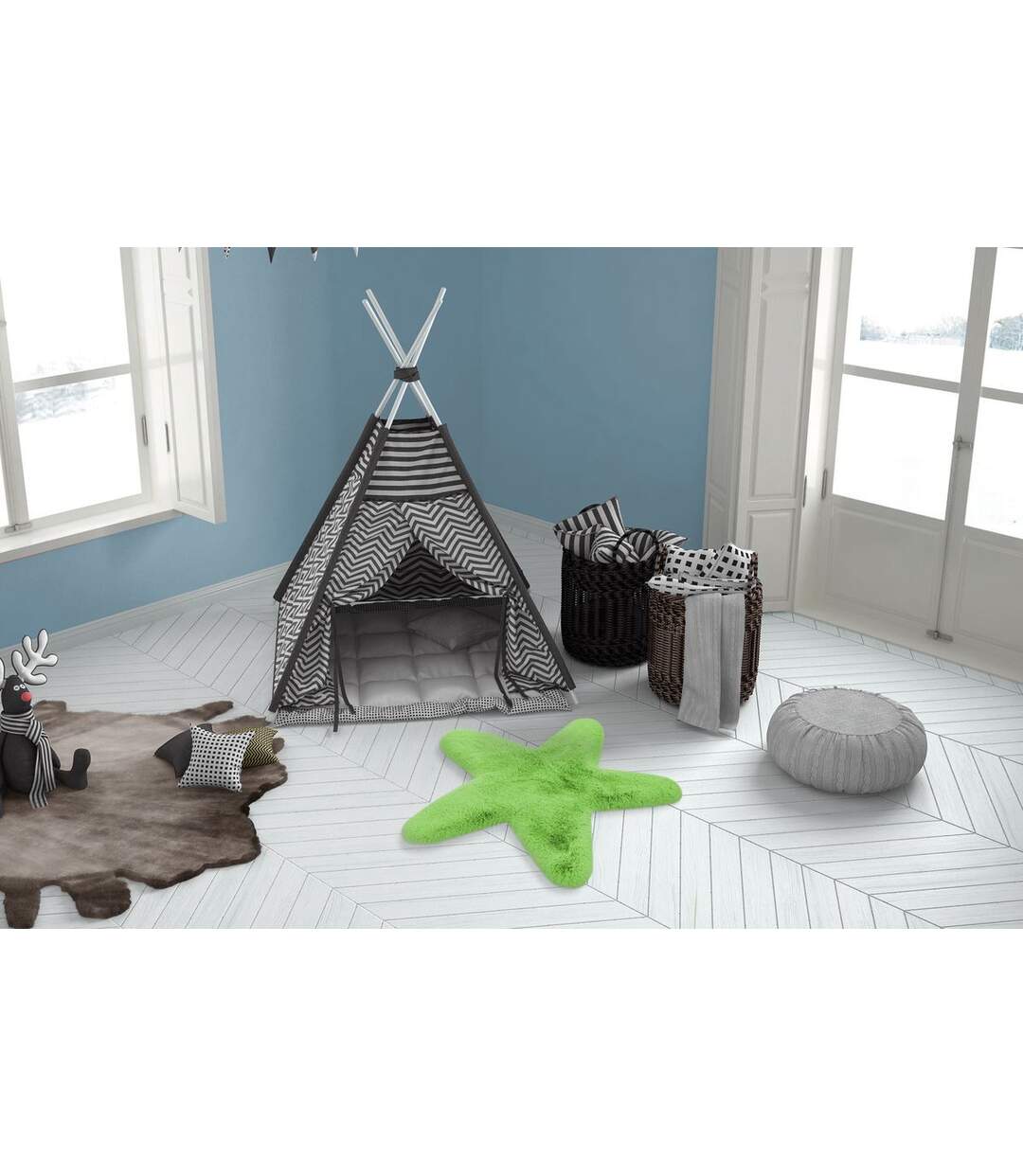 Tapis Déco Enfant Lovely Star 60x63cm Vert-4