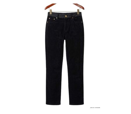 MAYFLOWER DORURE1N : Pantalon velours noir pour femme – Douceur, élégance & taille élastique