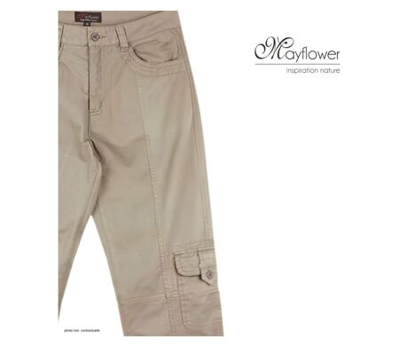 Pantacourt détente MAYFLOWER MELINDA2 beige 100% coton : confort multipoches
