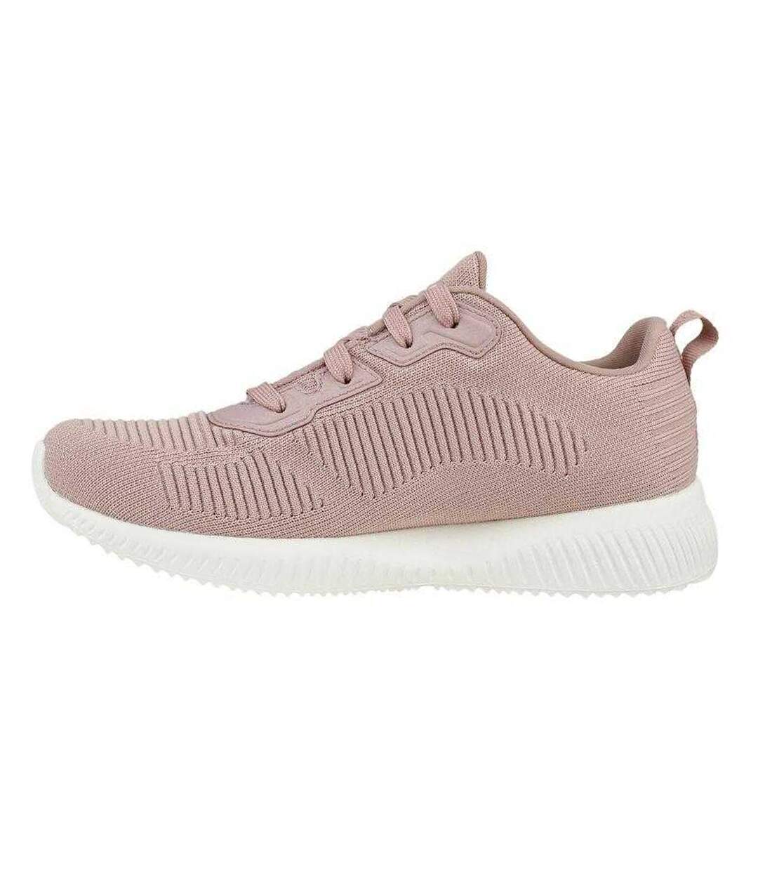 Womens/ladies Bobs Sport Squad Tough Talk Shoes Pink White Skechers-2