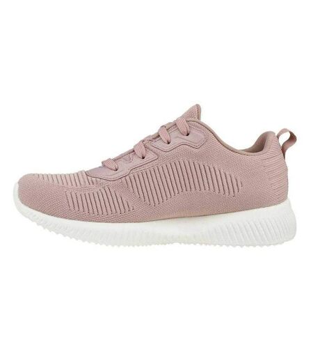 Womens/ladies Bobs Sport Squad Tough Talk Shoes Pink White Skechers