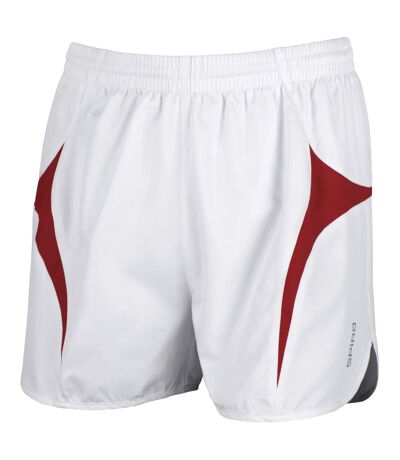 Spiro Mens Sports Micro-Lite Running Shorts (White/Red) - UTRW1477