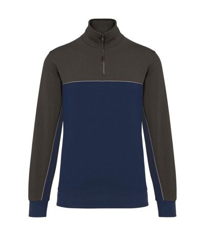 Sweat de travail bicolore - Unisexe - WK404 - bleu marine et gris foncé