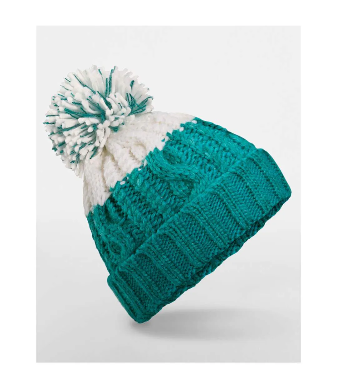 Bonnet Apres Adulte Émeraude Blanc Doux Beechfield-2