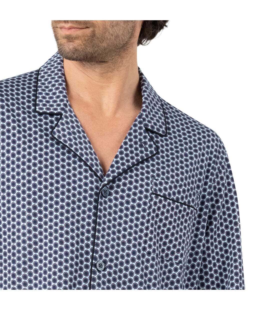 Pyjama long ouvert homme Popeline Eminence-5