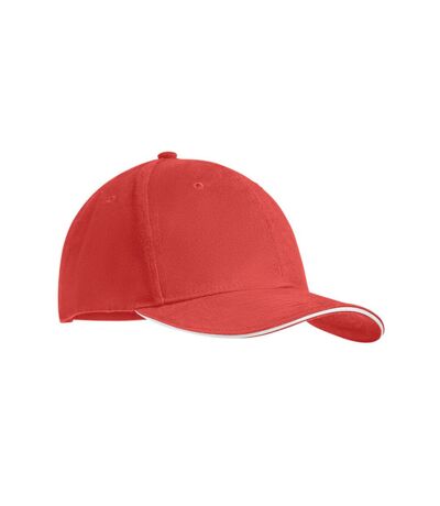 Tekapo Heavy Brushed Cotton Baseball Cap White Red MidOcean