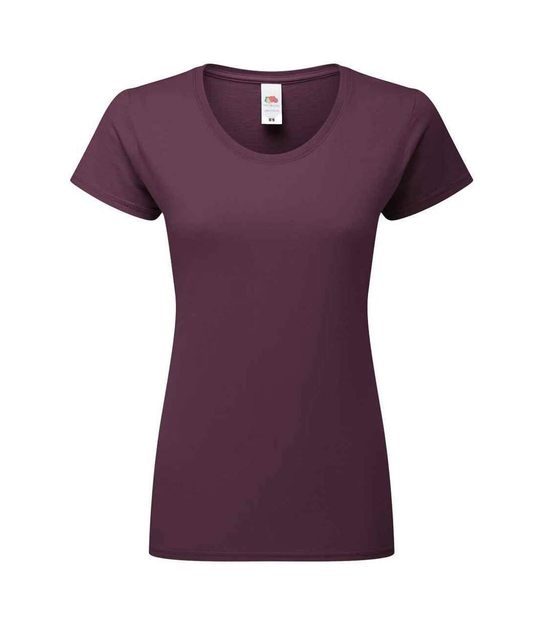 Womens/ladies Iconic 195 T-shirt Dark Plum Fruit Of The Loom-1
