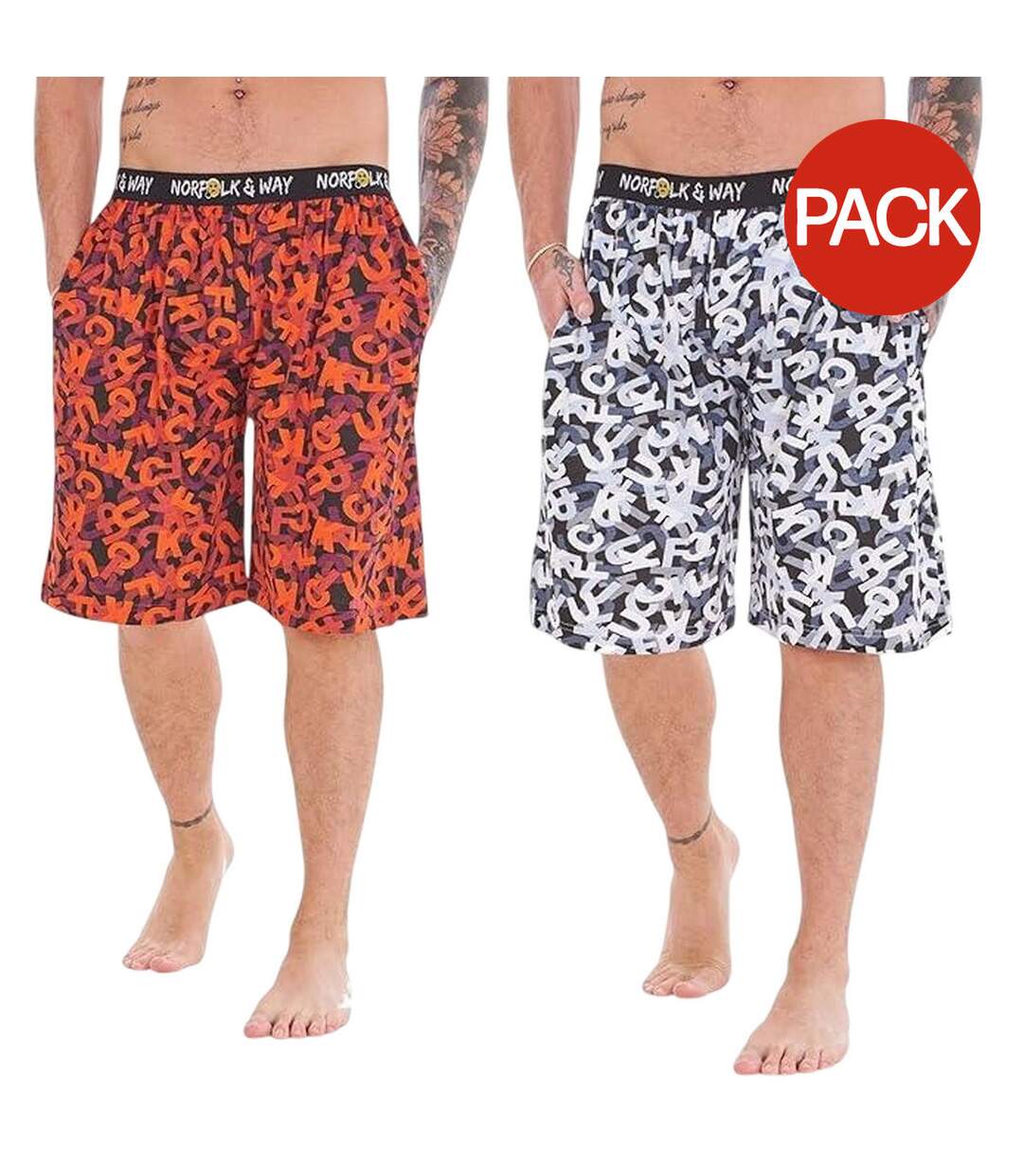 Shorts De Détente Homme Blanc Rouge Norfolk Industries-2