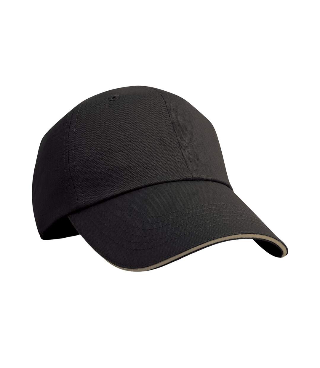 Herringbone sandwich peak baseball cap black/tan Result Headwear-1