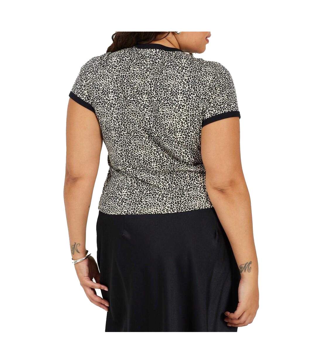 Womens/ladies Leopard Print Cropped Plus T-shirt Leopard Black Brave Soul-3