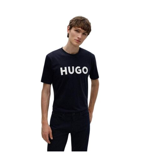 Mens Dulivio Contrast Logo T-shirt Black Iris Navy White Hugo