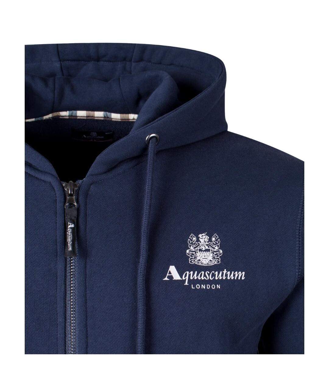 Mens Active Small Logo Full Zip Hoodie Navy Aquascutum-3