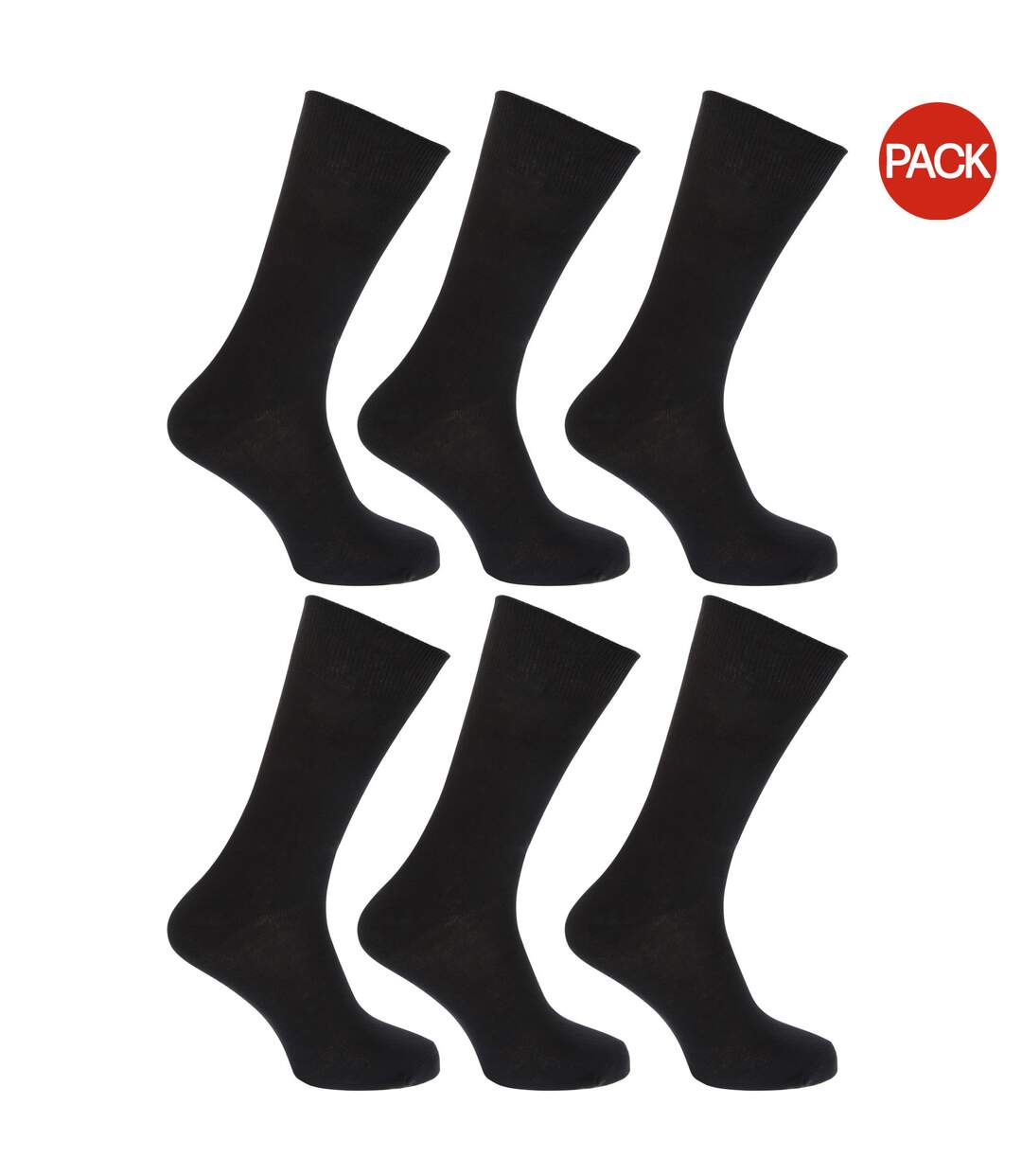 Lot de 6  Chaussettes unies 100% coton paires femme noir Floso-1