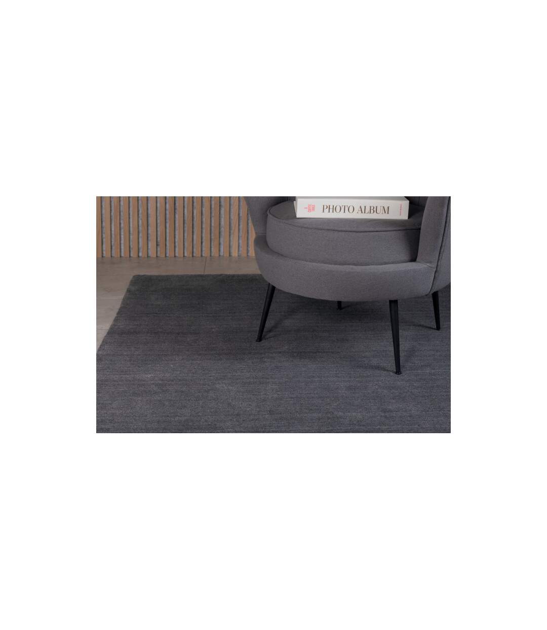 Tapis Déco en Laine Ulla 162x230cm Gris Foncé-4